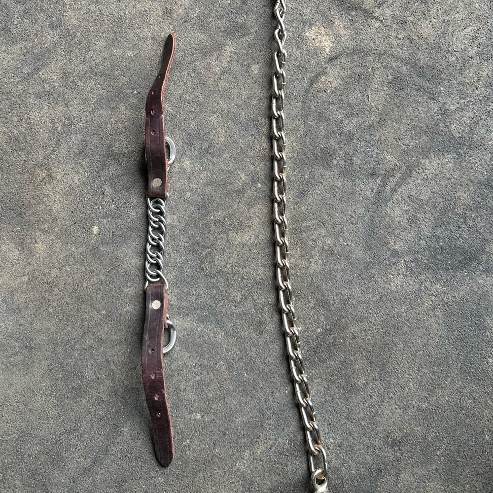 Brown Leather chain chin strap